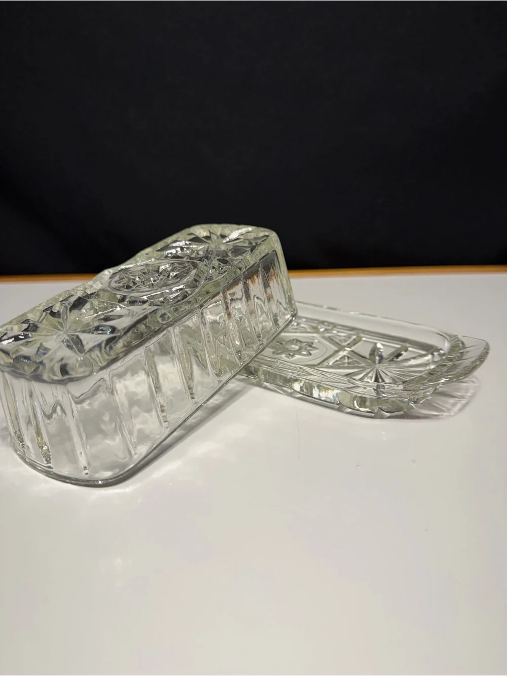 Vintage Clear Glass Butter Dish